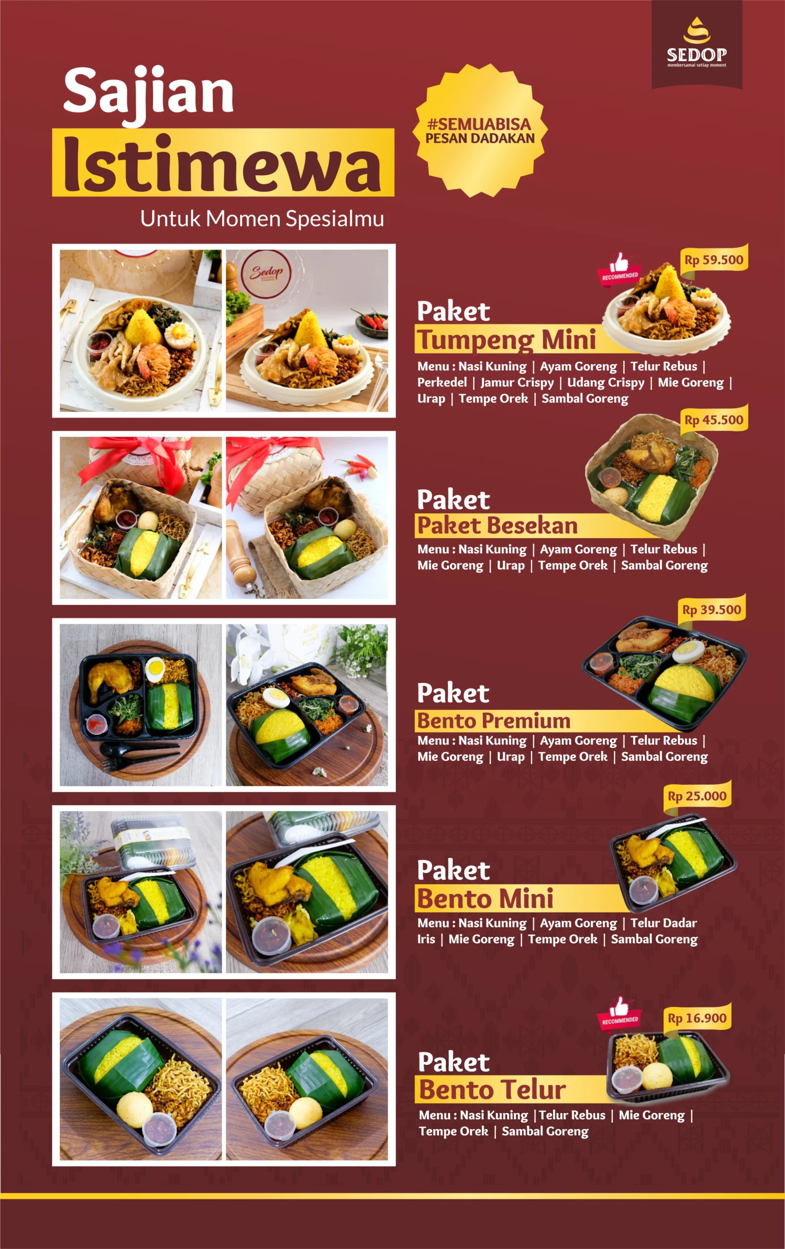 Harga Sedop Paket Bento Box Lampung
